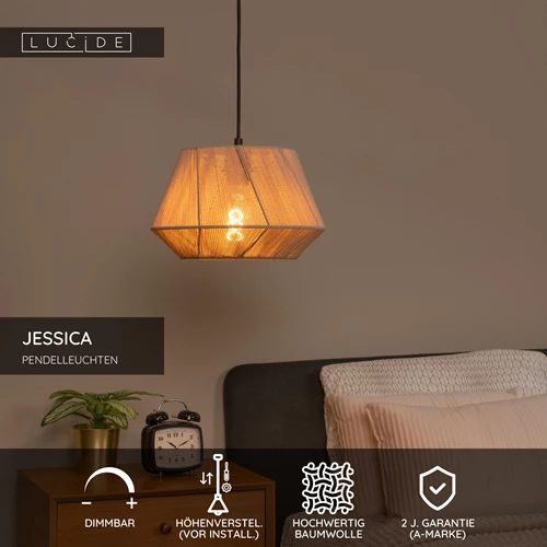 Lucide JESSICA - Pendelleuchten - 1xE27 - Grau - USP